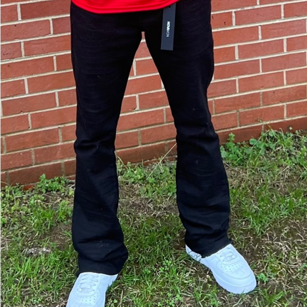 Black Stack/Flared Stack Jeans